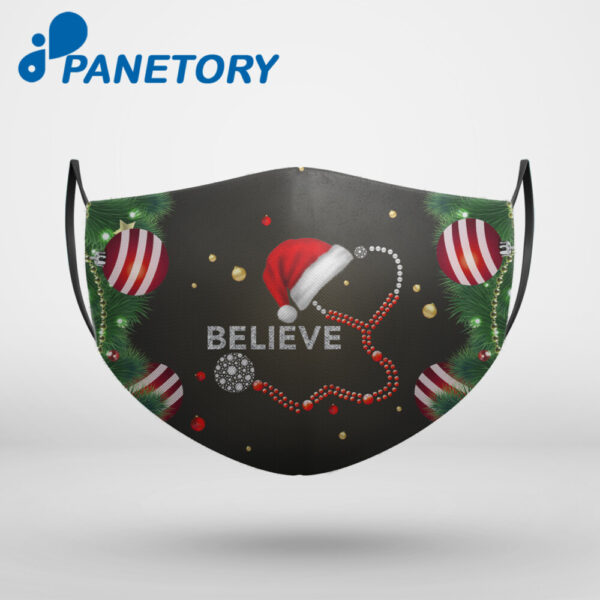 Believe Santa Stethoscope Nurse Christmas Face Mask