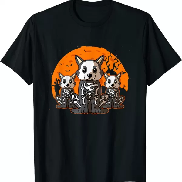 Corgi Skeleton Halloween Cute Graphic Shirt