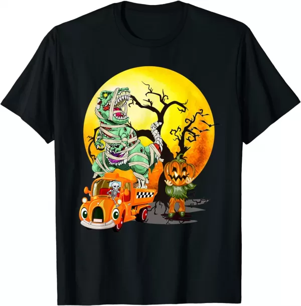 Dinosaur T Rex Mummy Riding Monster Truck Halloween 2021 Shirt
