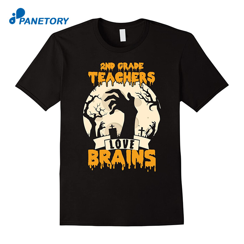 Halloween 2Nd Grade Teachers Love Brains Shirt