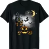 Haunted House Flying Witch Jack O Lantern Shirt