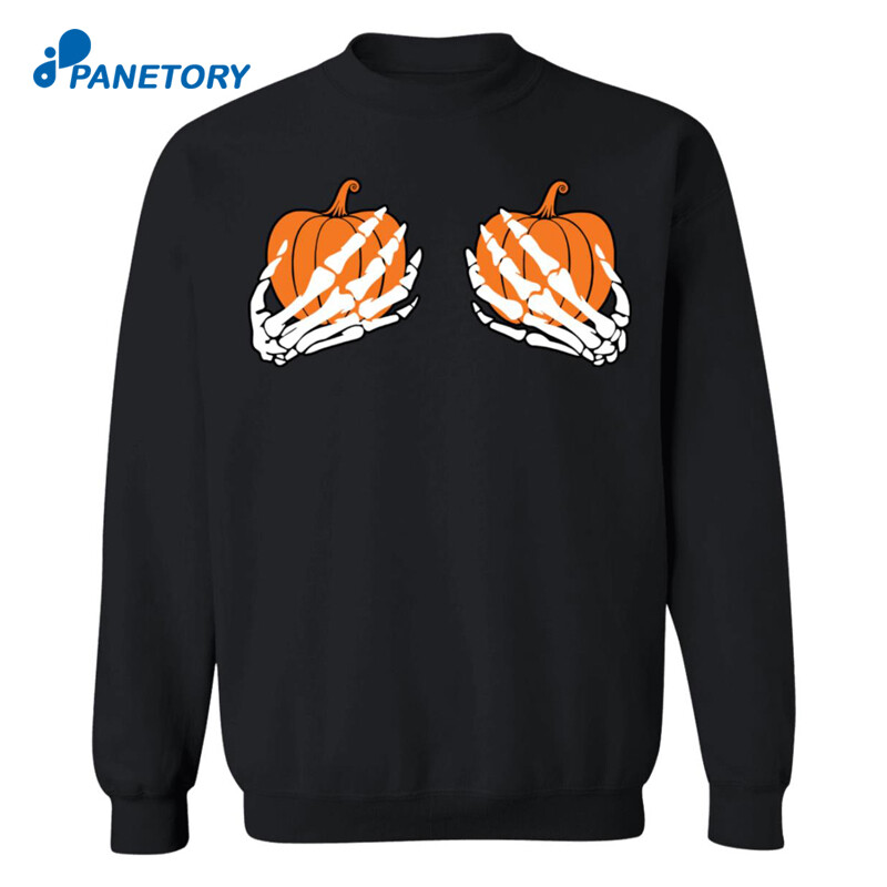 Skeleton Hands Pumpkin Boobs Shirt1