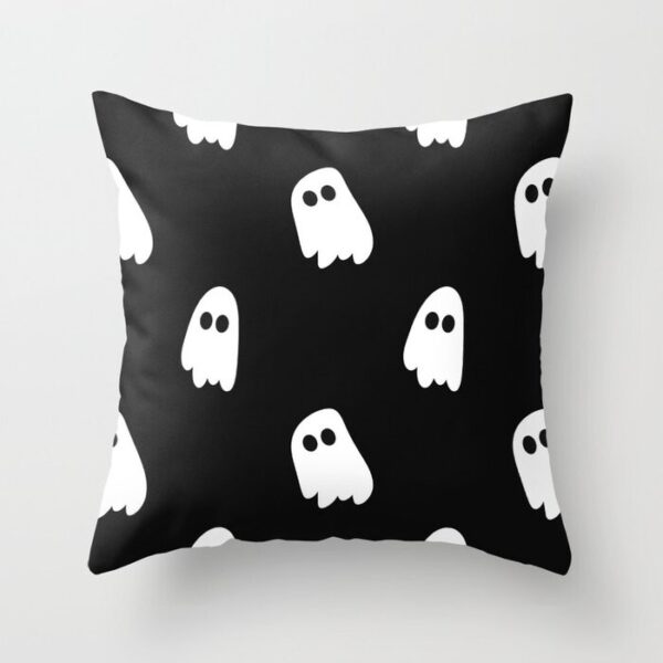 Black And White Ghosts Pillow Covers And Insert