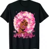 Breast Cancer Awareness Pink Ribbon Black Women Floral Hair Shirt