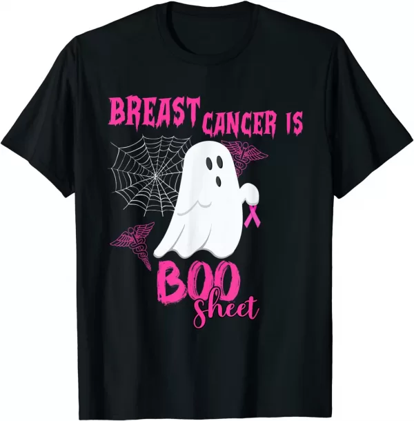 Breast Cancer Is Boo Sheet Pink Ribbon Ghost Spiderweb Shirt