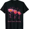 Faith Hope Love Pink Daisy Flower Breast Cancer Awareness Shirt