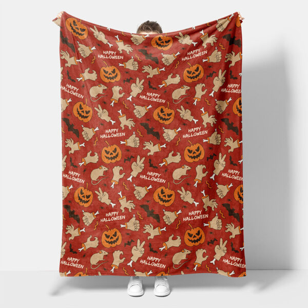 Halloween Pattern Pumpkin Red Fleece Blanket