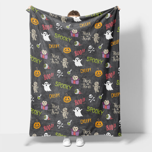 Halloween Pumpkin Spooky Trick Or Treat Blanket