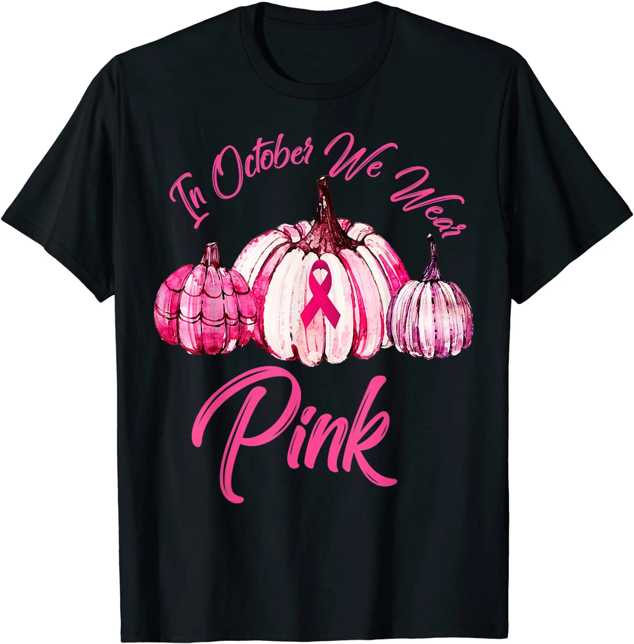 In October We Wear Pink Pumpkin Breast Cancer Halloween 21 Shirt
