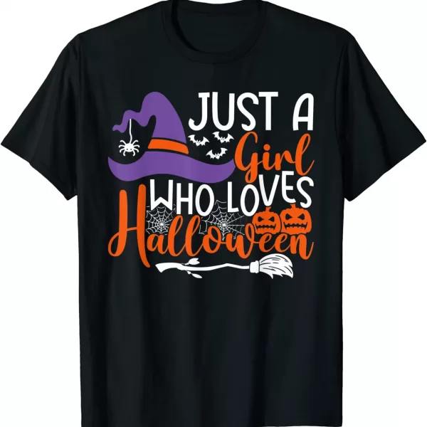 Just A Girl Who Loves Halloween Witch Spooky Shirt