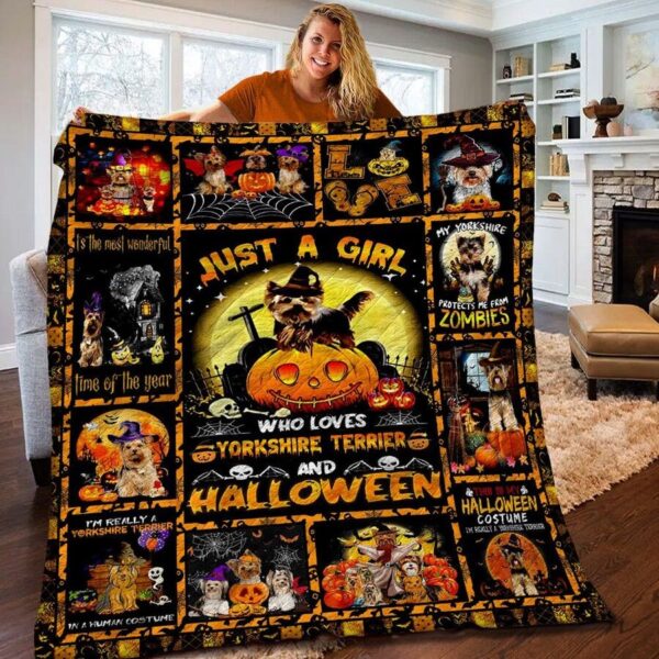 Just A Girl Love Yorkshire Halloween Blanket