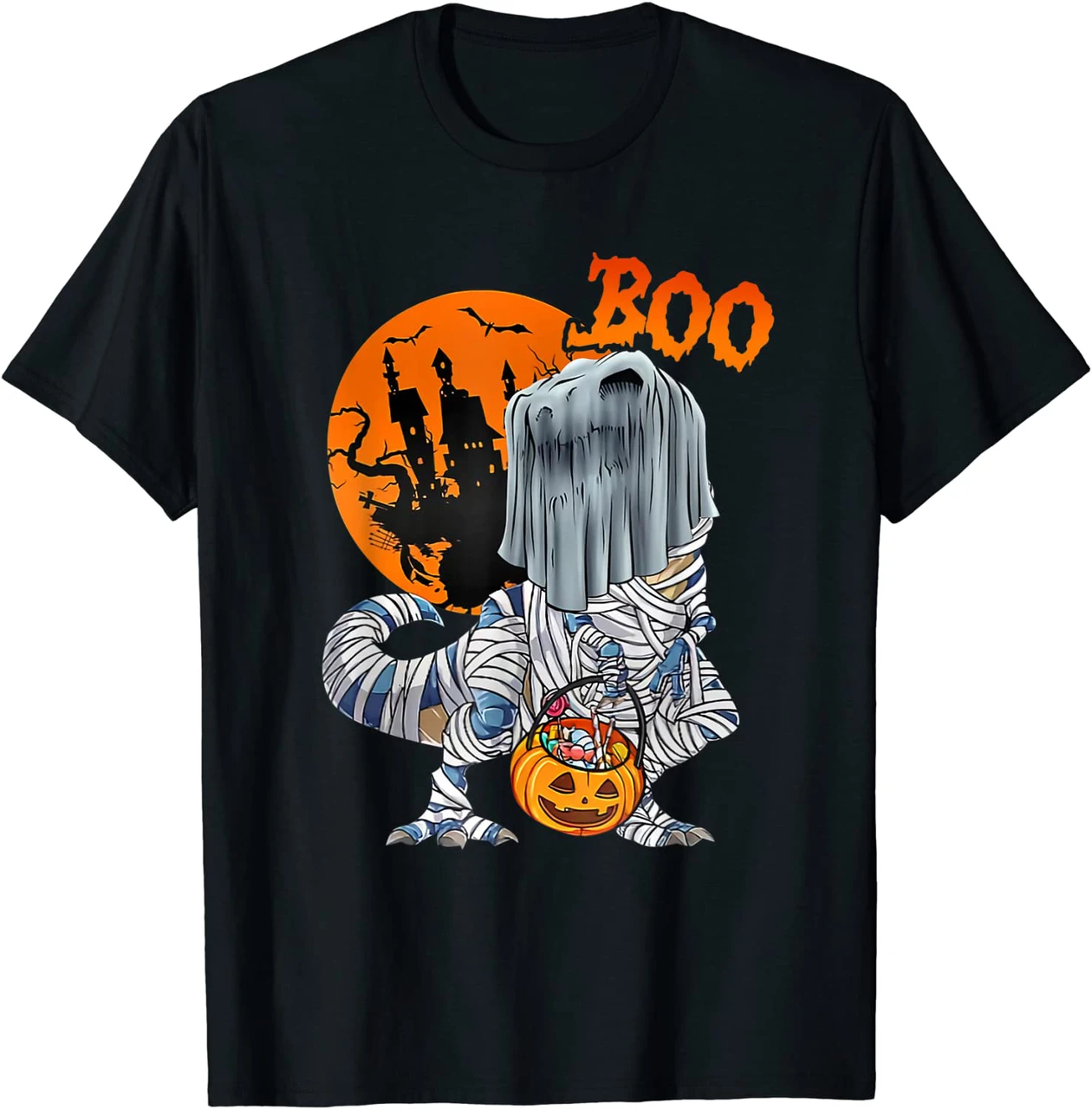 Mummy T Rex Dinosaur Ghost Halloween Jack O Lantern Pumpkin Shirt