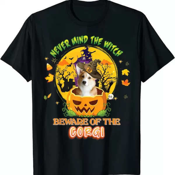 Never Mind The Witch Beware Of Corgi Dog Halloween Hat Shirt