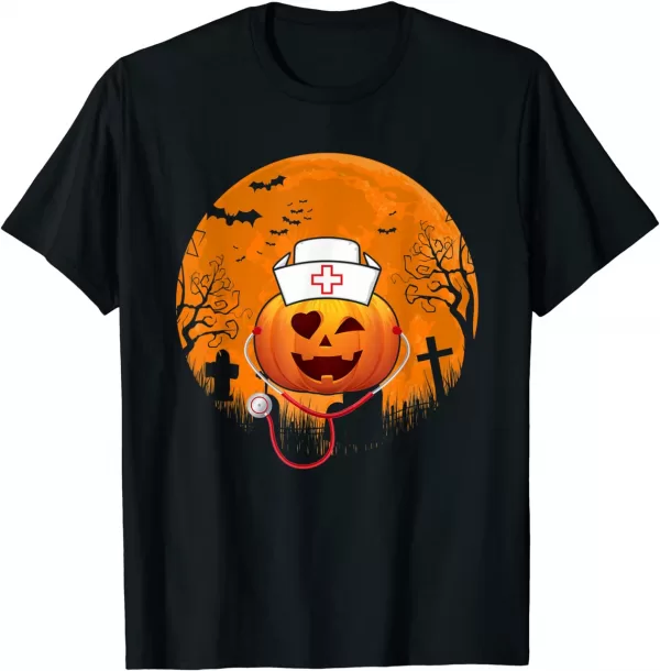 Pumpkin Nurse Funny Halloween Costume Nurse Life Nursing Shirt
