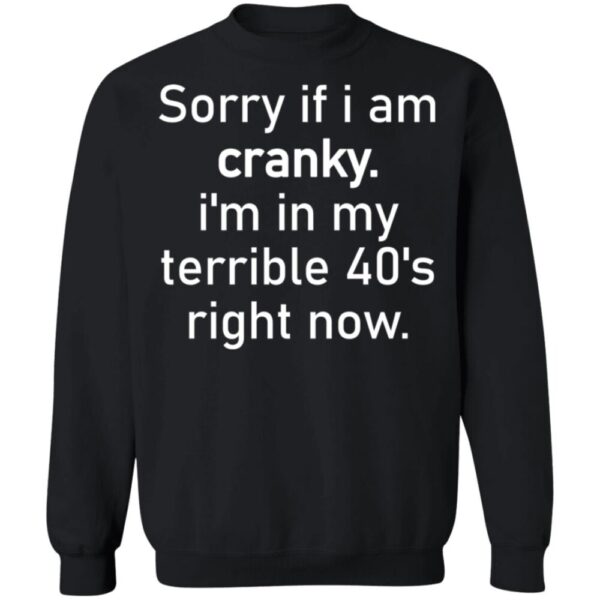 Sorry If I Am Cranky I'M In My Terrible 40'S Right Now Shirt