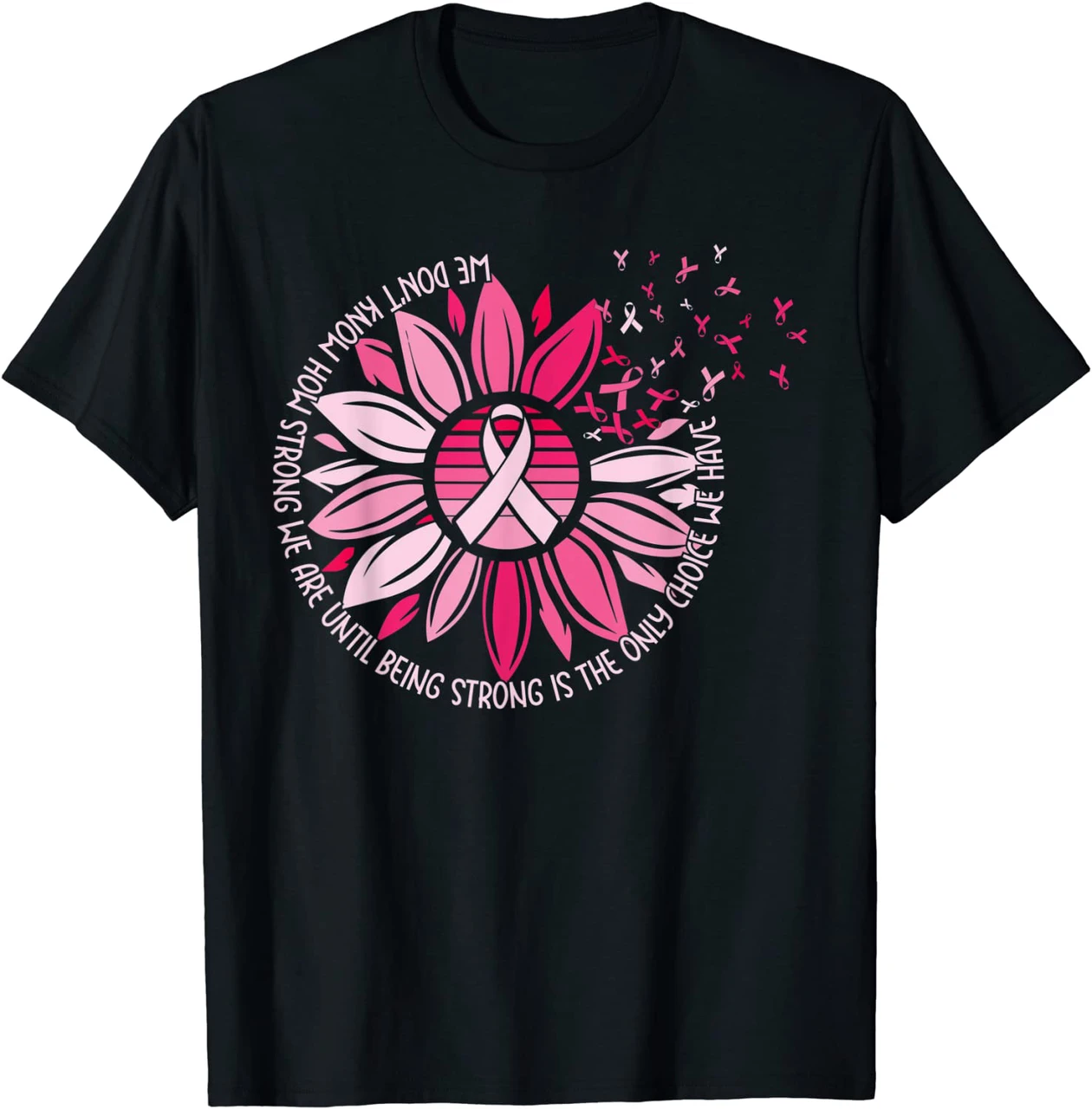 Sunflower Pink Ribbons Breast Cancer Awareness Warrior Shirt