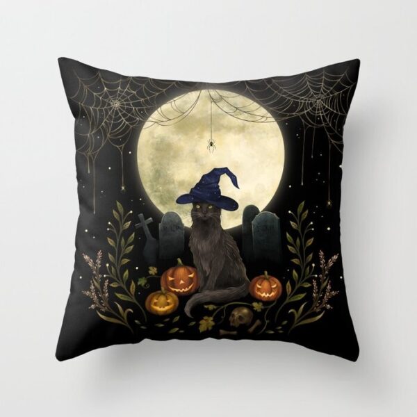 The Black Cat On Halloween Night Pillow Covers And Insert