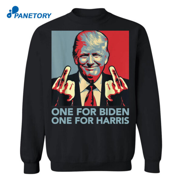 Trump Middle Finger One For Biden One For Harris Anti Biden Shirt