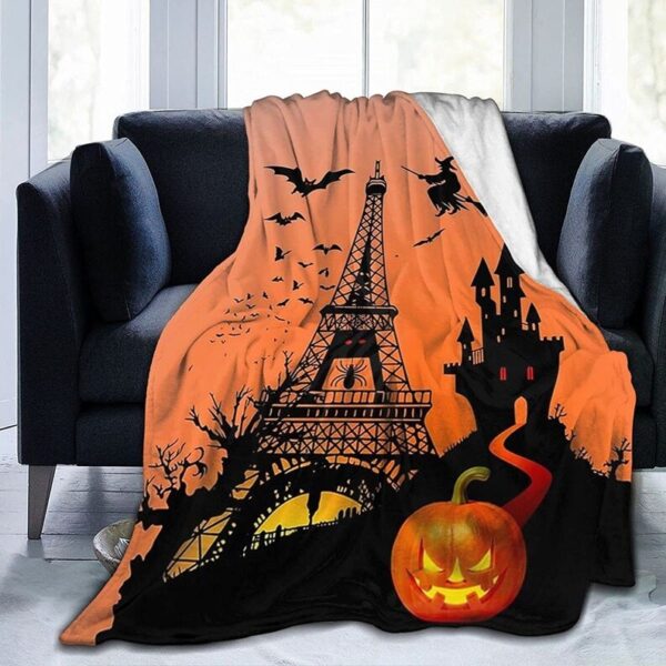 Witches Flying Eiffel Tower Fleece Blanket