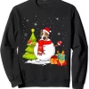 Cute Pitbull Christmas Pajama Snowman Dog Lover Sweatshirt
