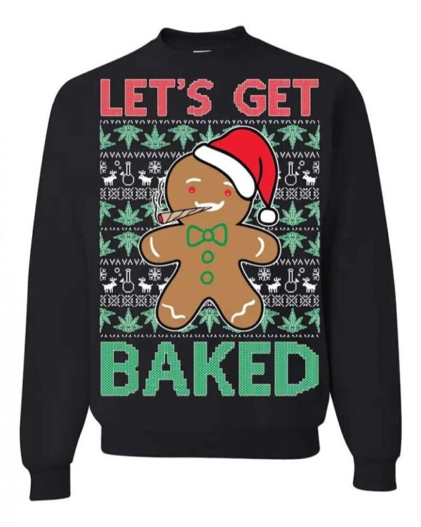 Gingerbread Man Let’s Get Baked Ugly Christmas Sweater