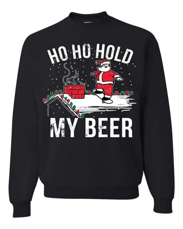 Ho Ho Hold My Beer Ugly Christmas Sweater Panetory – Graphic Design Apparel &Amp; Accessories Online