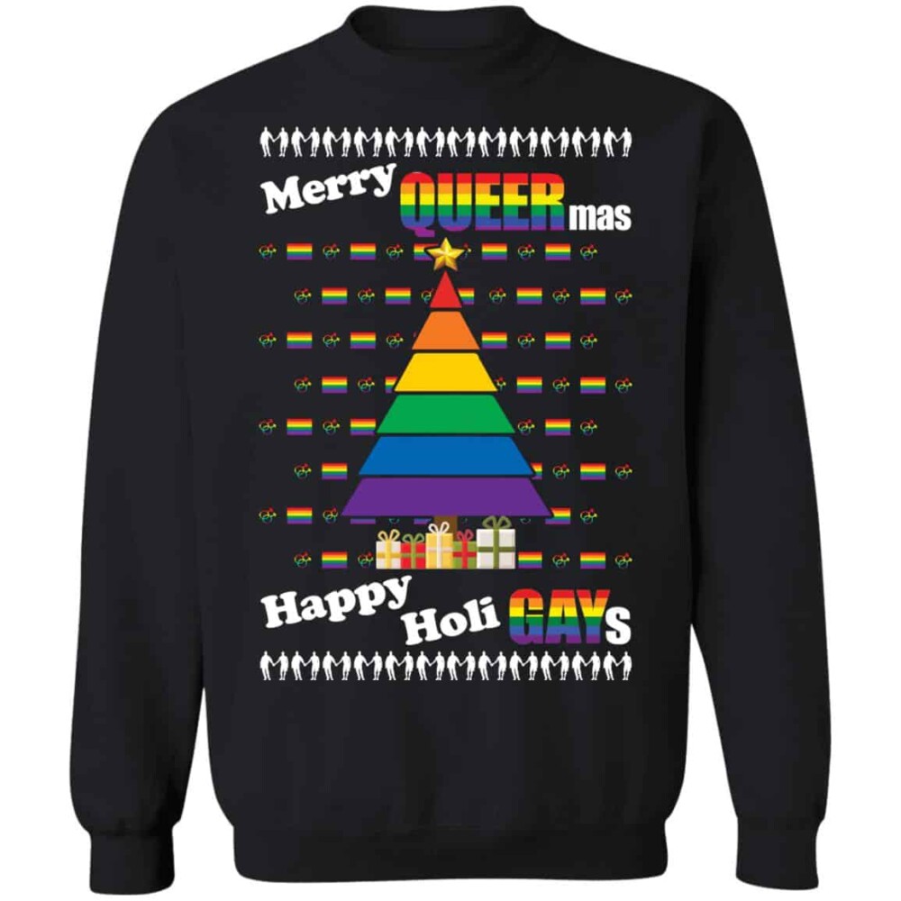 Merry Queermas Happy Holigays Christmas Shirt 1