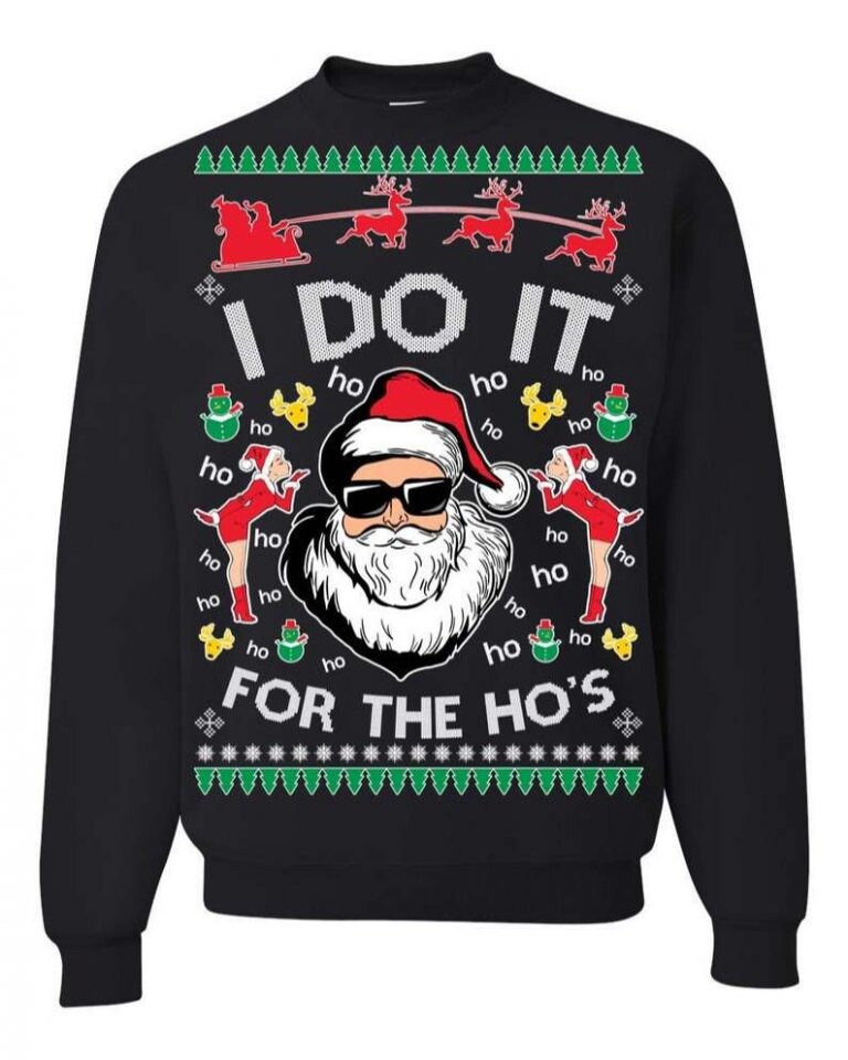 Santa Claus I Do It For The Ho?S Ugly Christmas Sweater