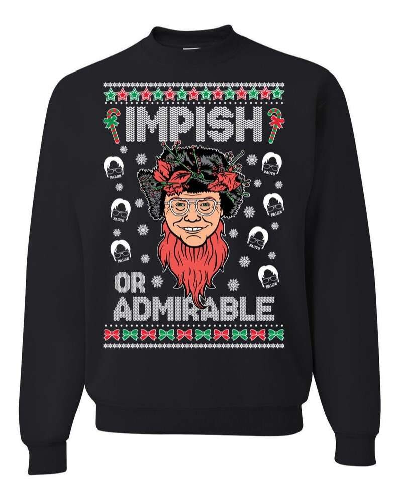 Ugly Christmas Sweater The Office Belsnickel Impish Or Admirable Sweatshirt Panetory – Graphic Design Apparel &Amp; Accessories Online