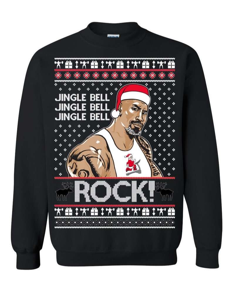 Ugly Christmas Sweater The Rock Jingle Bell Rock Panetory – Graphic Design Apparel &Amp; Accessories Online
