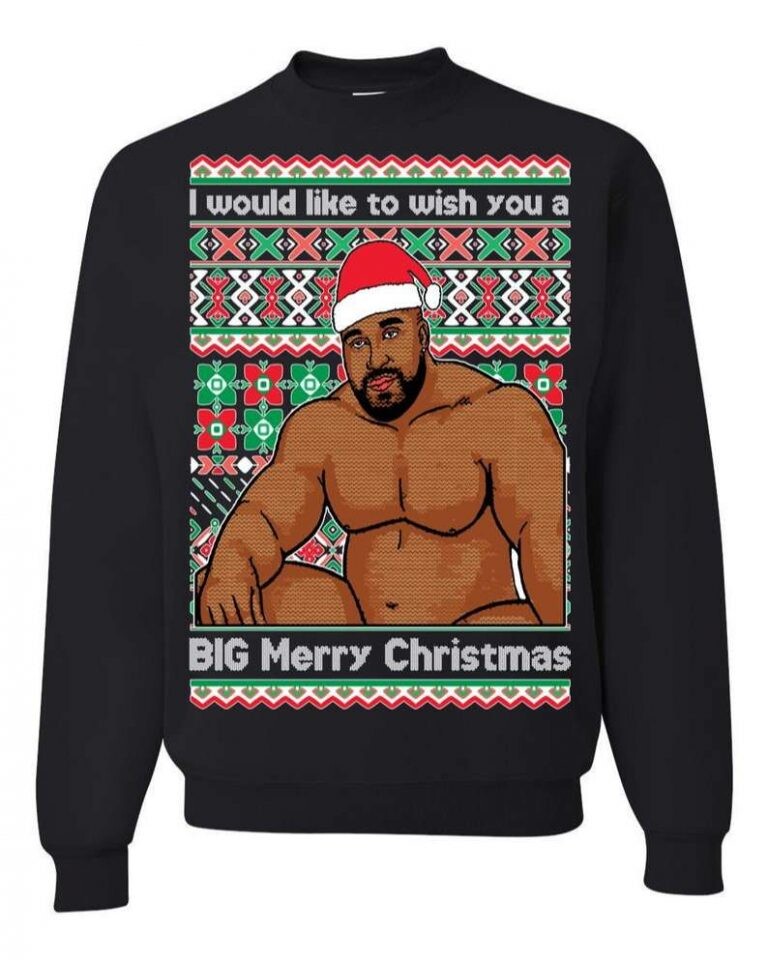Ugly Christmas Sweater Wood Meme Big Merry Christmas Sweatshirt