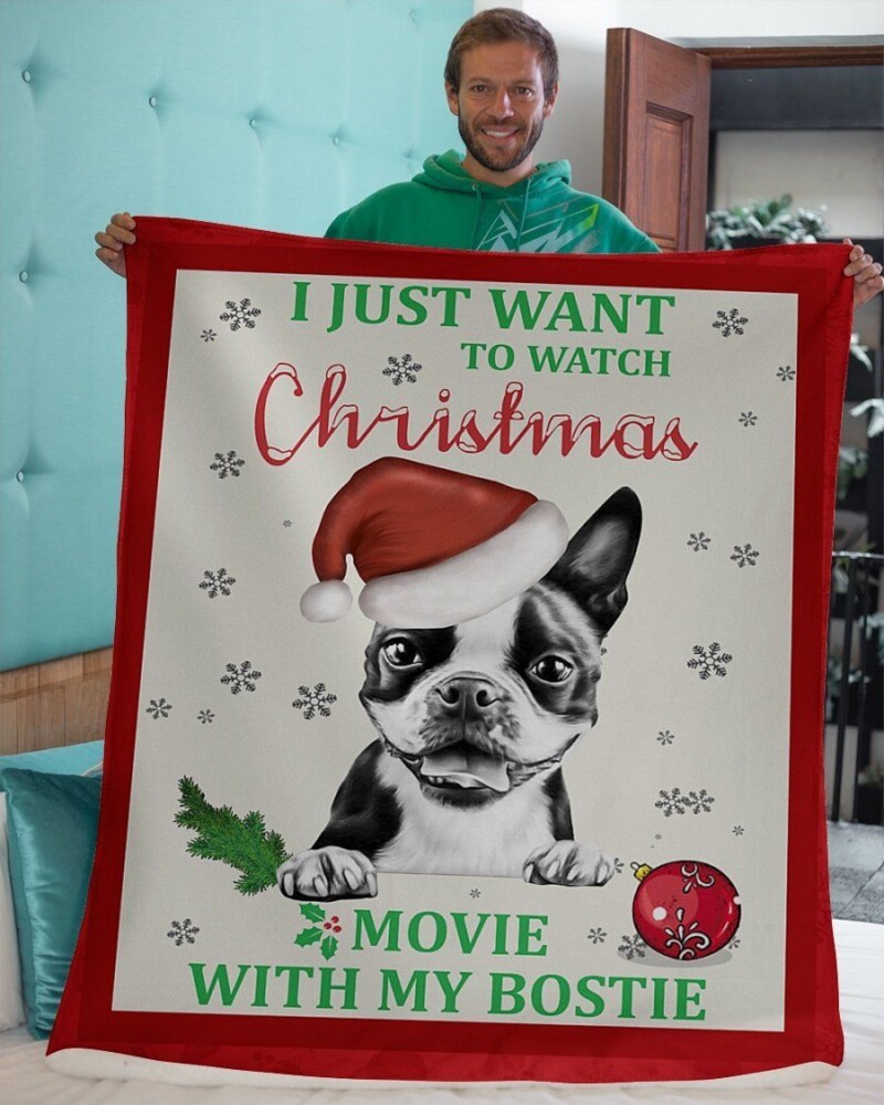 Watch Christmas Movie With Boston Terrier Blanket