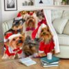 Yorkshire Terrier Hello Christmas Blanket