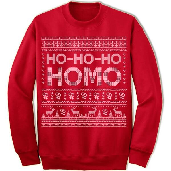 Ho Ho Ho Homo Female Ugly Christmas Sweater