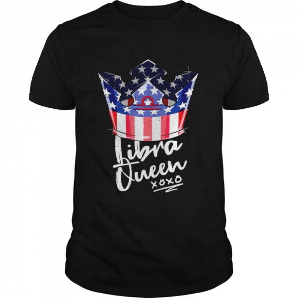 Usa Libra Queen Zodiac Sign With Patriotic Us Crown Shirt