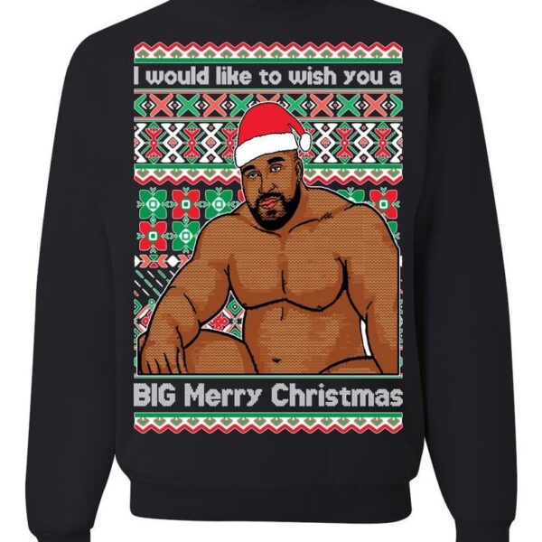 Ugly Christmas Sweater Wood Meme Big Merry Christmas