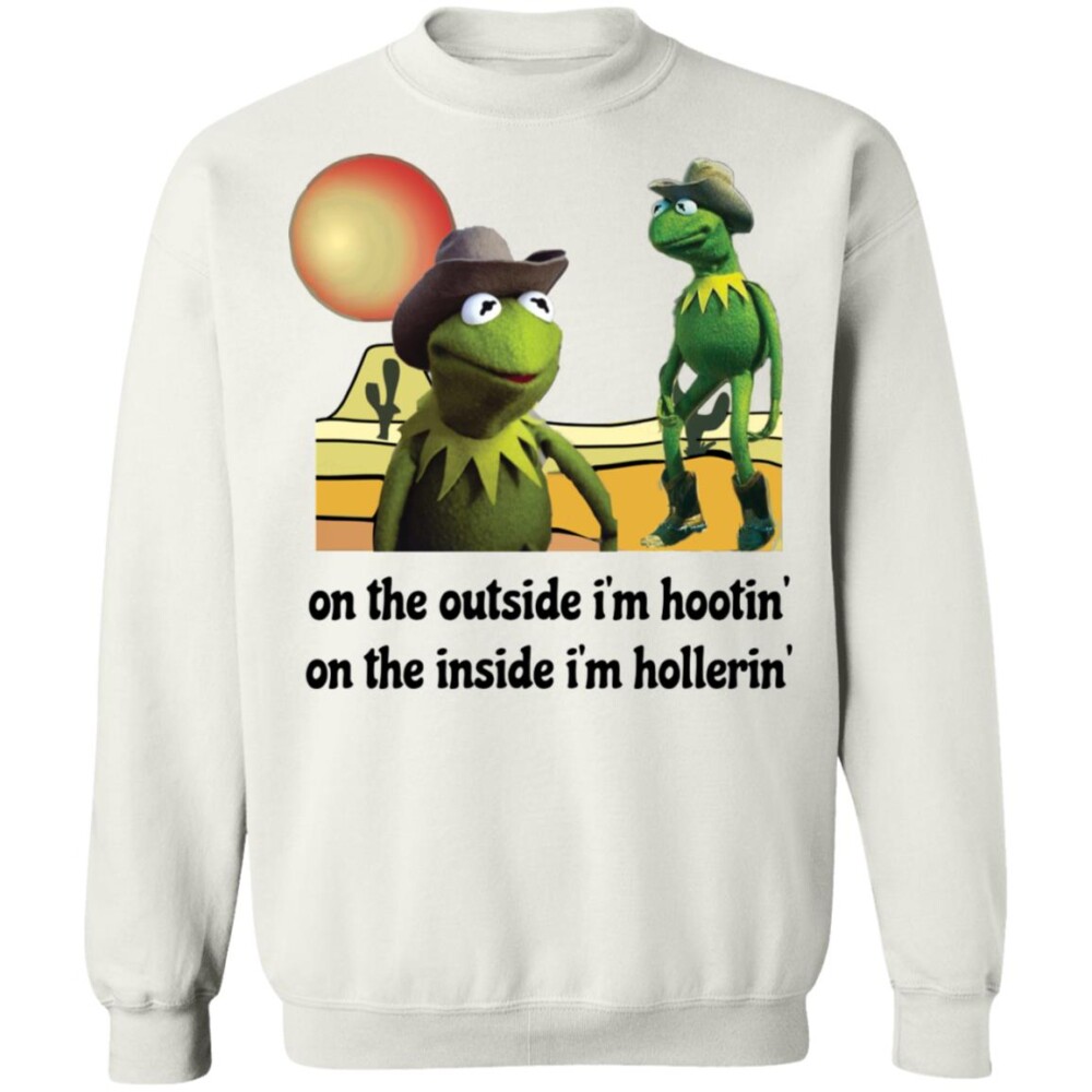 Kermit Hootin And Hollerin On The Outside I'M Hootin Shirt Panetory – Graphic Design Apparel &Amp; Accessories Online