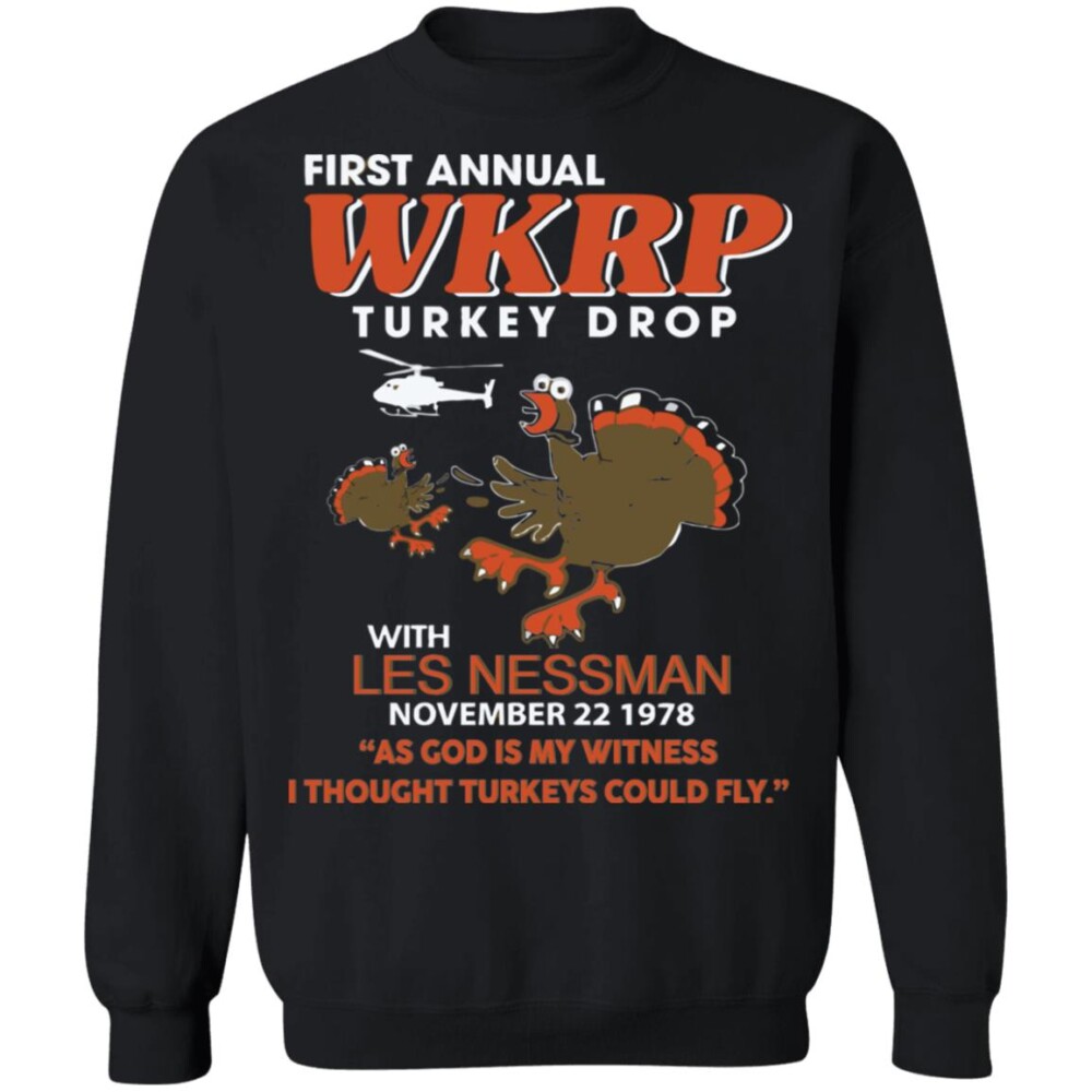 First Annual Wkrp Turkey Drop With Les Nessman Shirt Panetory – Graphic Design Apparel &Amp; Accessories Online