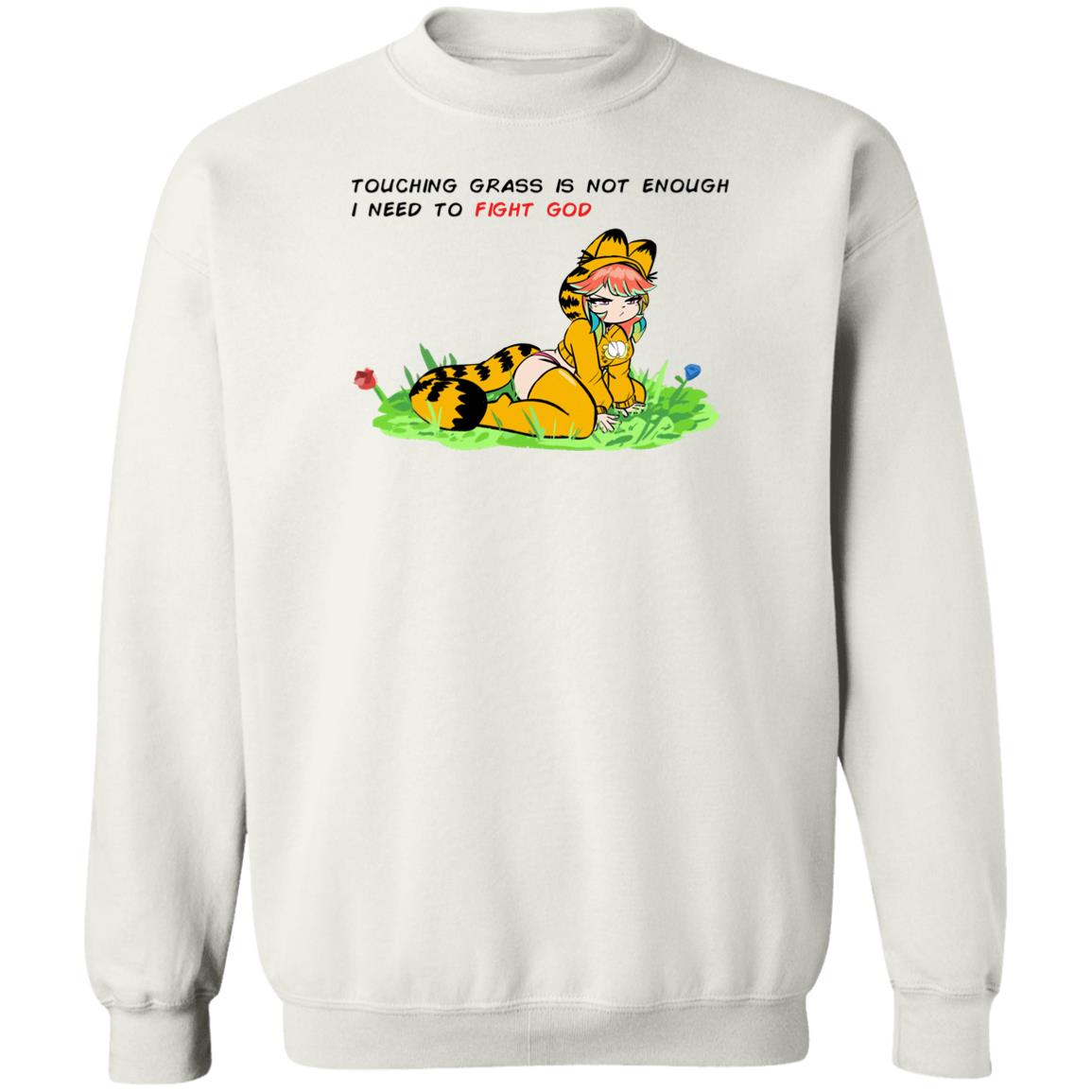 Touching Grass Is Not Enough I Need To Fight God Garfield Meme Shirt 1