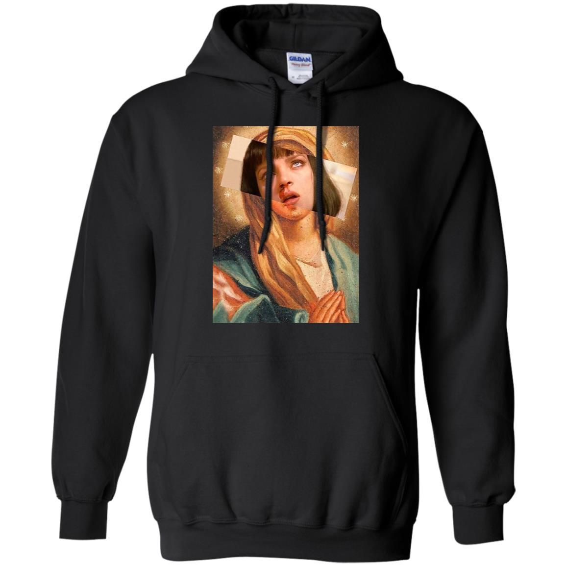 Pulp Fiction Virgin Mary Mia Wallace Shirt Panetory – Graphic Design Apparel &Amp; Accessories Online
