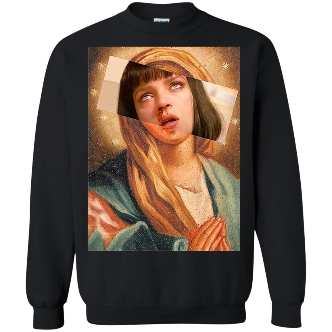 Pulp Fiction Virgin Mary Mia Wallace Shirt Panetory – Graphic Design Apparel &Amp; Accessories Online