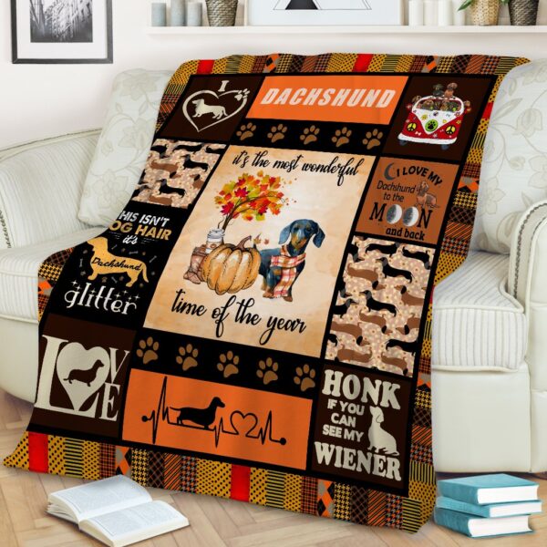 Dachshund Halloween The Most Wonderful Time Of The Year All Over Print 3D Fleece Blanket