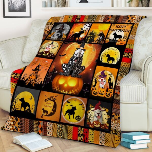 Pit Bull Halloween All Over Print 3d Fleece Blanket