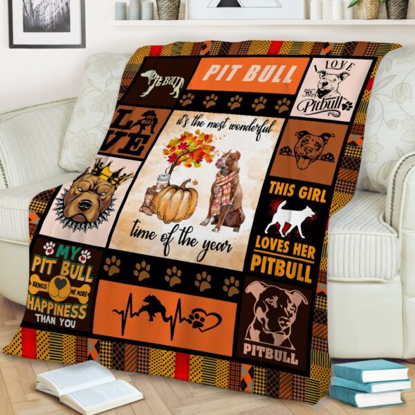 Pit Bull Halloween The Most Wonderful Time Of The Year All Over Print 3D Fleece Blanket