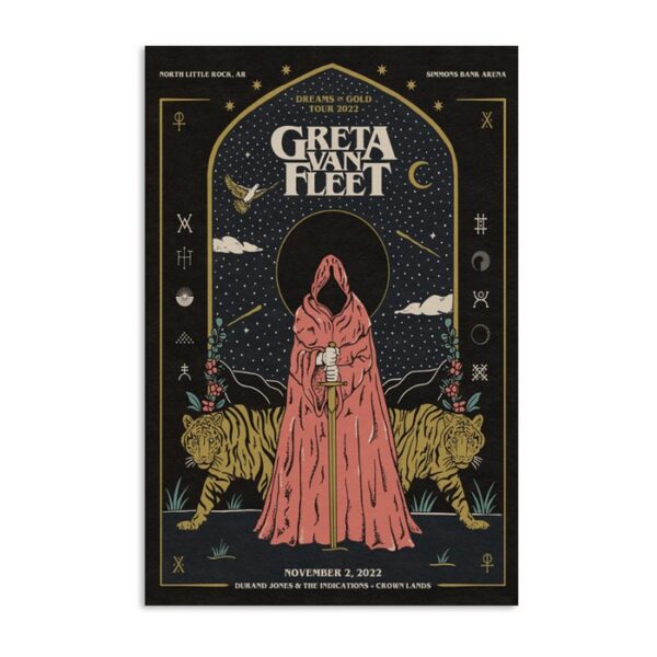 Greta Van Fleet Novebmer 2 Dreams In Gold Tour Crown Lands Poster