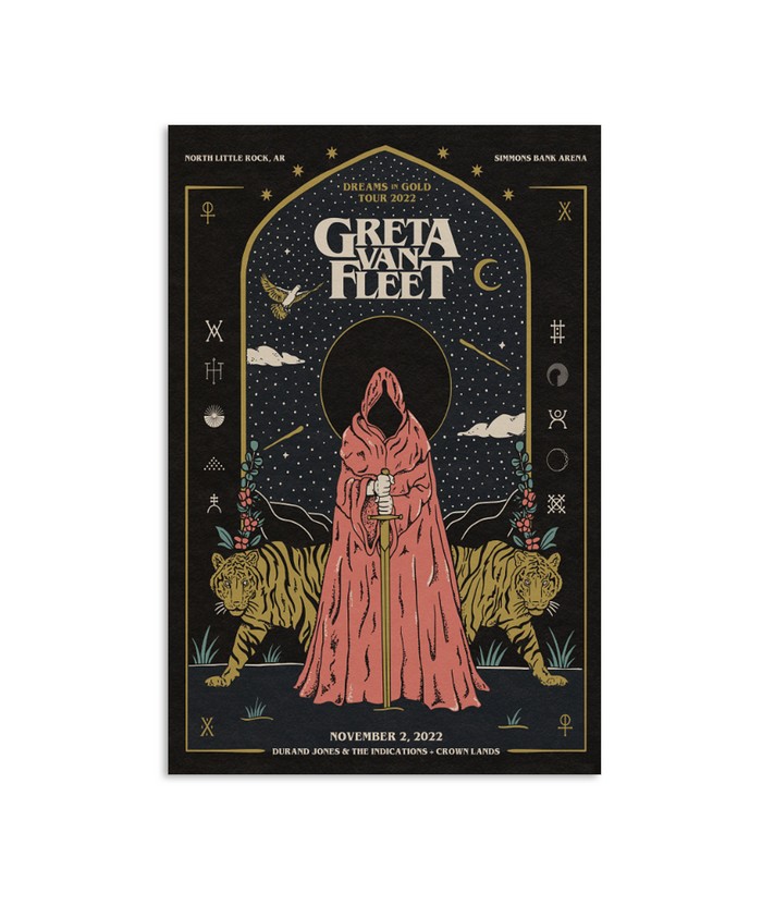 Greta Van Fleet Novebmer 2 Dreams In Gold Tour Crown Lands Poster