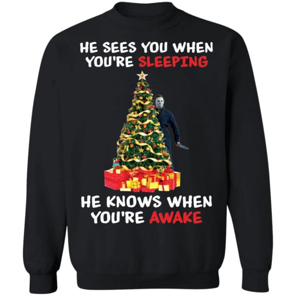 Michael Myers He Sees You When You'Re Sleeping Christmas Sweater