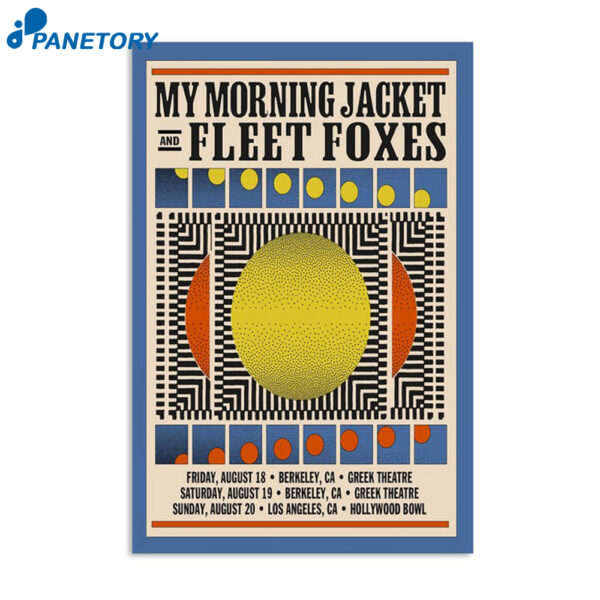 My Morning Jacket And Fleet Foxes Berkeley La August Poster
