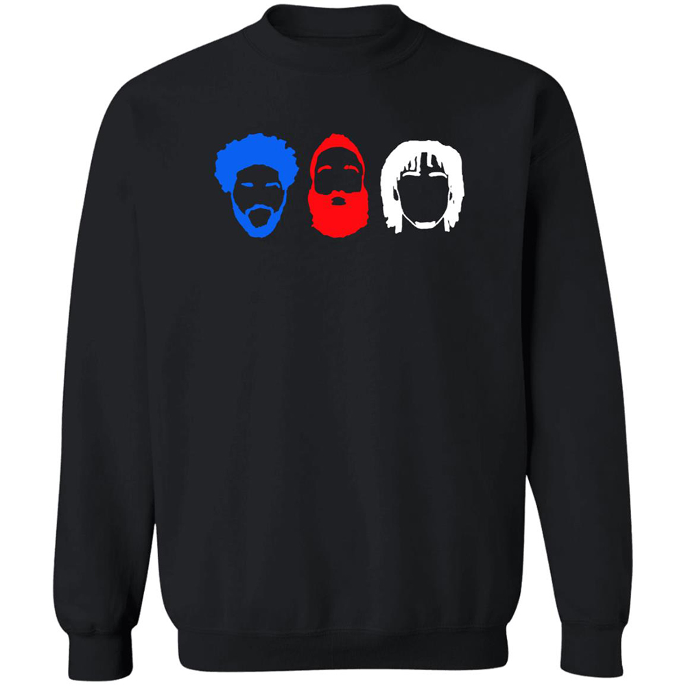 Joel Embiid James Harden Tyrese Maxey Faces Shirt 6 Joel Embiid James Harden Tyrese Maxey Faces Shirt 2