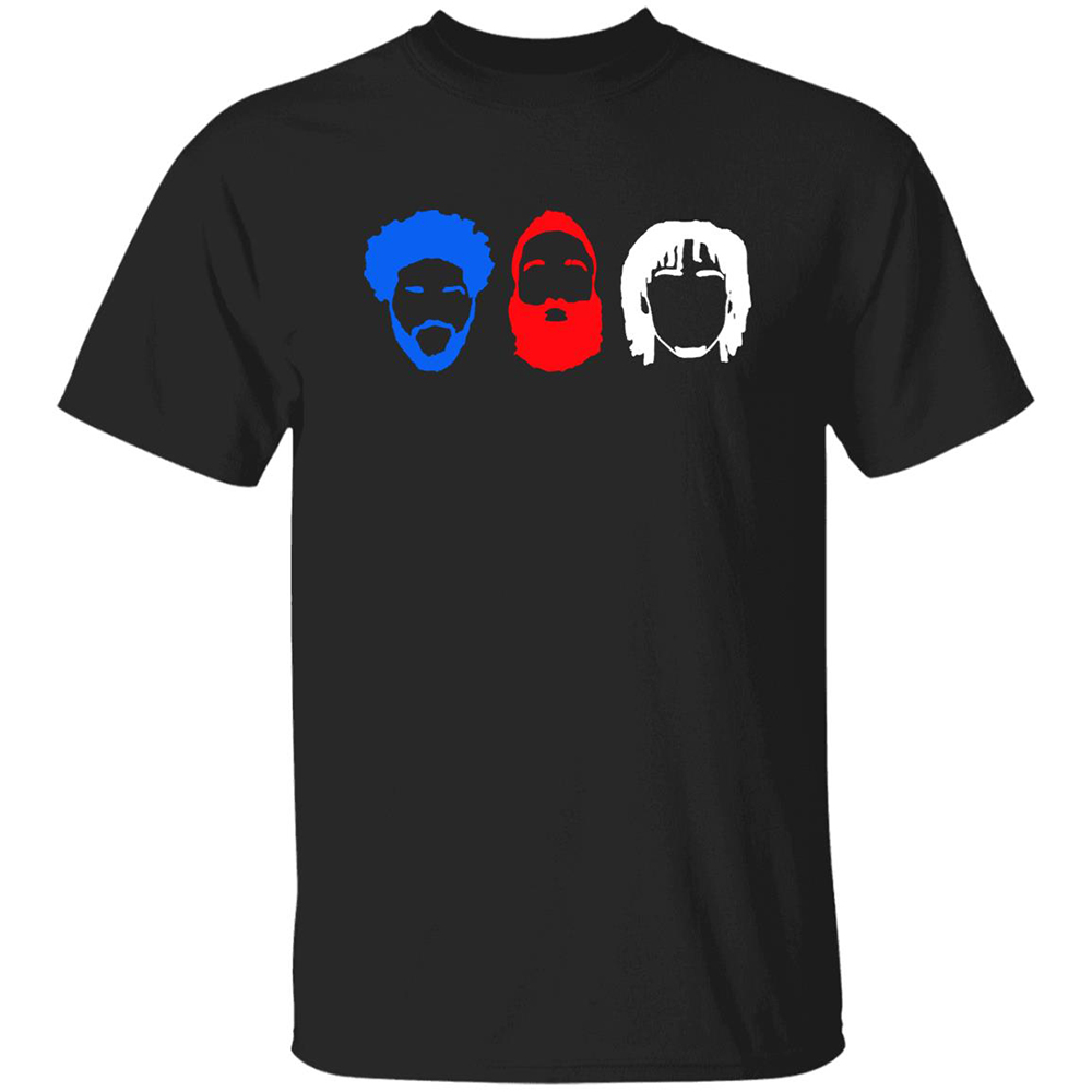 Joel Embiid James Harden Tyrese Maxey Faces Shirt 8 Joel Embiid James Harden Tyrese Maxey Faces Shirt